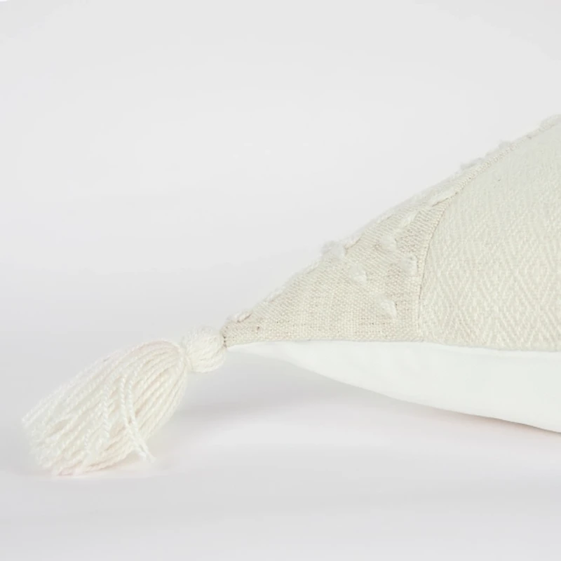 Ivory Kantha Stitch Recycled Throw Pillow