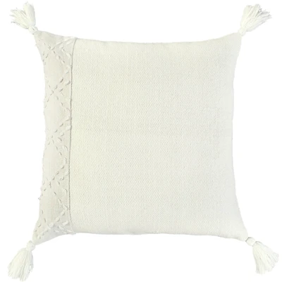 Ivory Kantha Stitch Recycled Throw Pillow