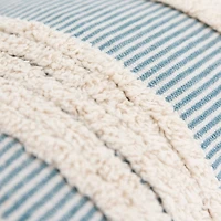 Teal and Natural Tufted Stripes Lumbar Pillow