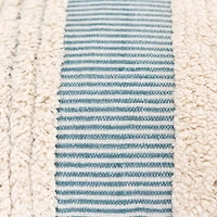 Teal and Natural Tufted Stripes Lumbar Pillow