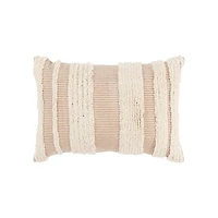 Tan and Natural Tufted Stripes Lumbar Pillow
