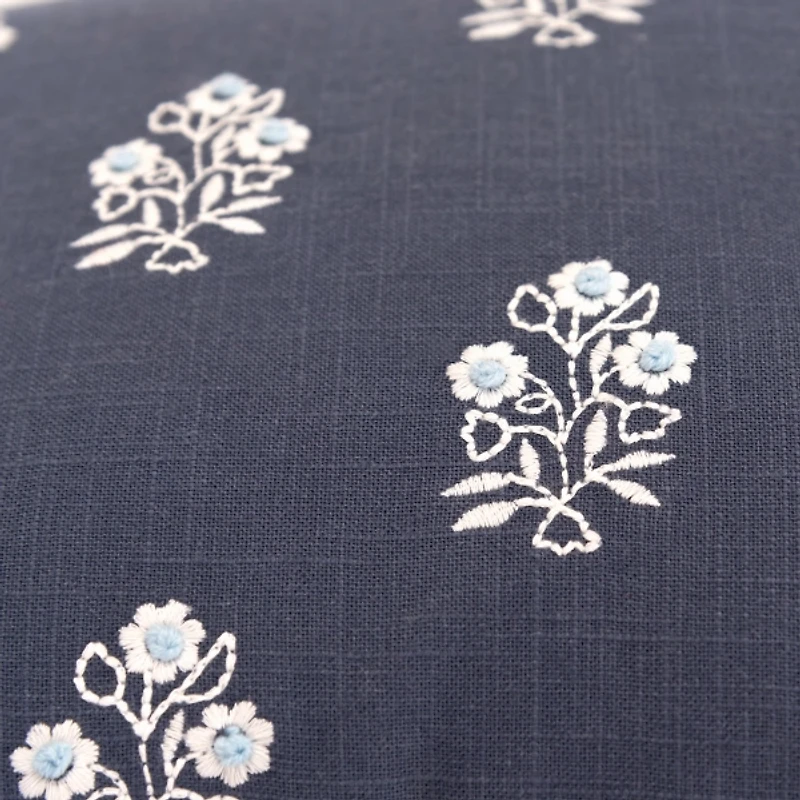 Blue French Floral Lumbar Pillow