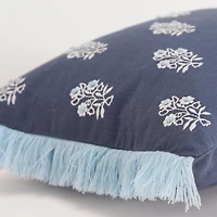 Blue French Floral Lumbar Pillow