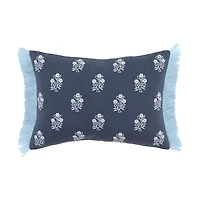 Blue French Floral Lumbar Pillow