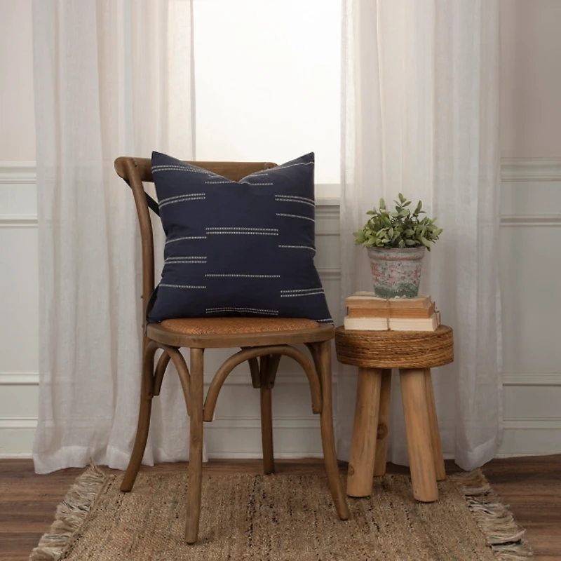 Blue and White Broken Stripes Pillow