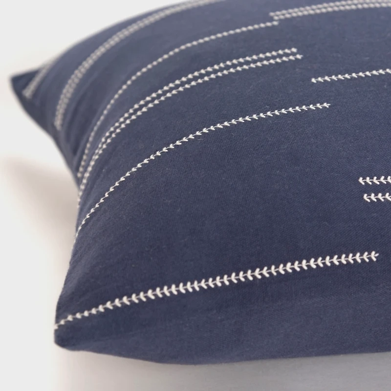 Blue and White Broken Stripes Pillow