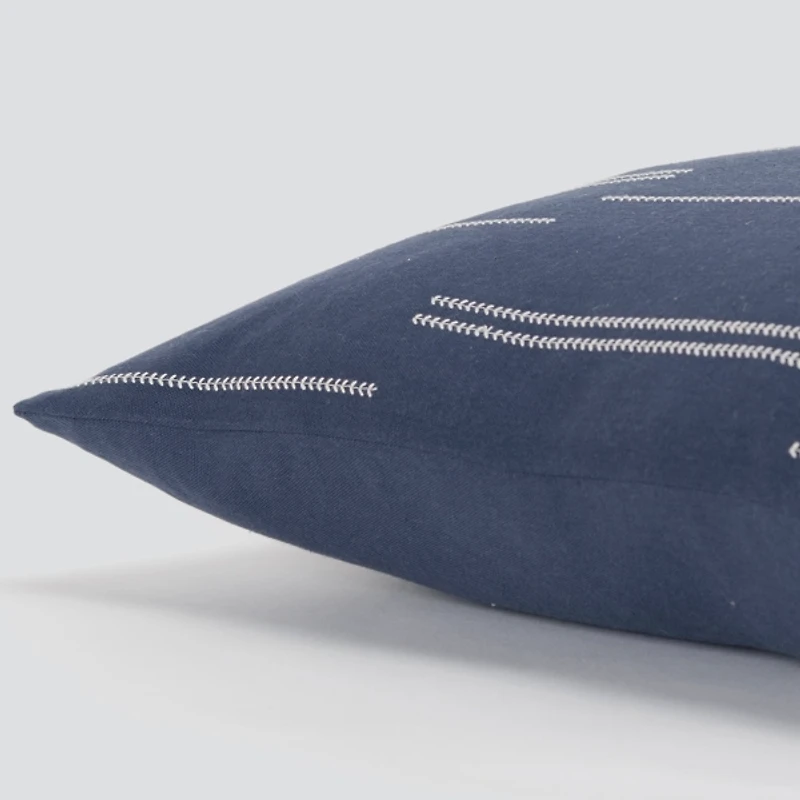 Blue and White Broken Stripes Pillow