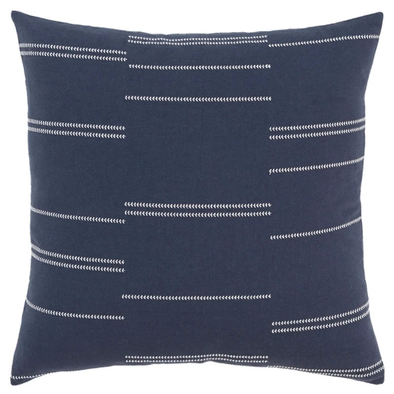 Blue and White Broken Stripes Pillow