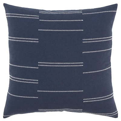 Blue and White Broken Stripes Pillow