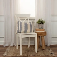 Navy and Natural Tufted Stripes Lumbar Pillow