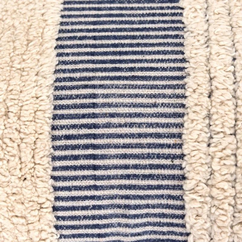 Navy and Natural Tufted Stripes Lumbar Pillow