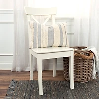 Gray and Natural Tufted Stripes Lumbar Pillow