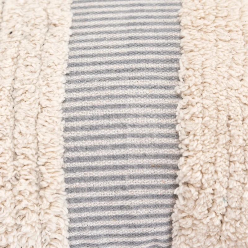 Gray and Natural Tufted Stripes Lumbar Pillow