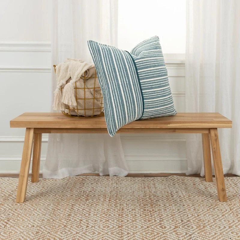 Teal and Ivory Directional Stripes Pillow