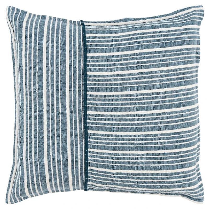 Teal and Ivory Directional Stripes Pillow