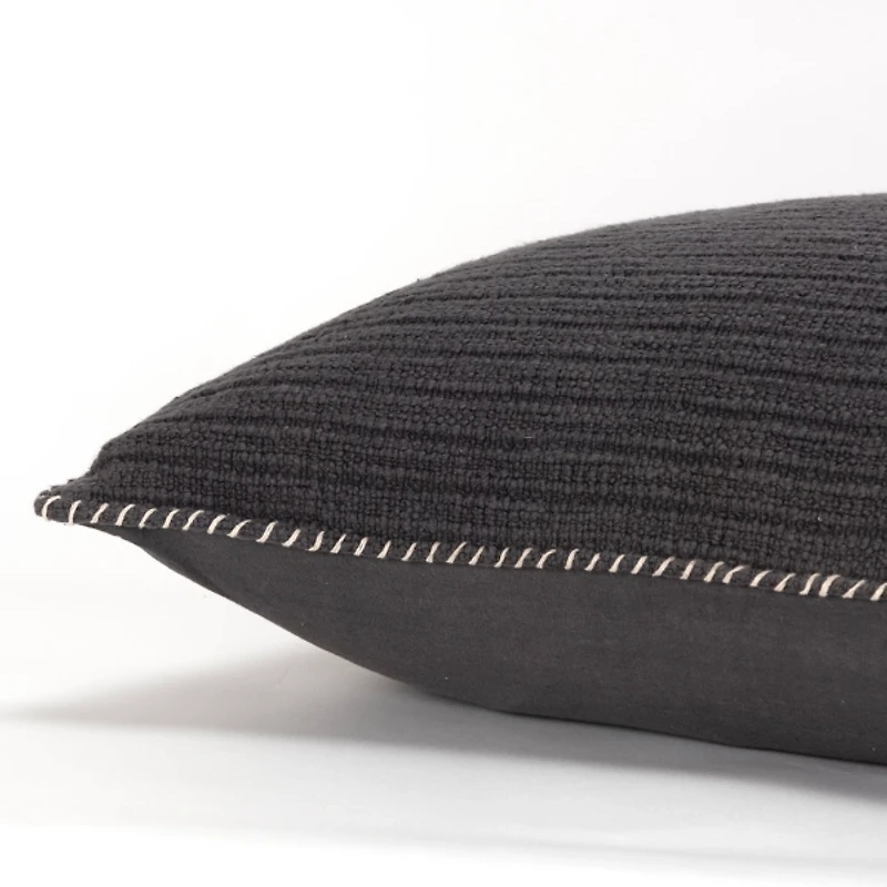 Charcoal Gray Subtle Striped Oversized Pillow