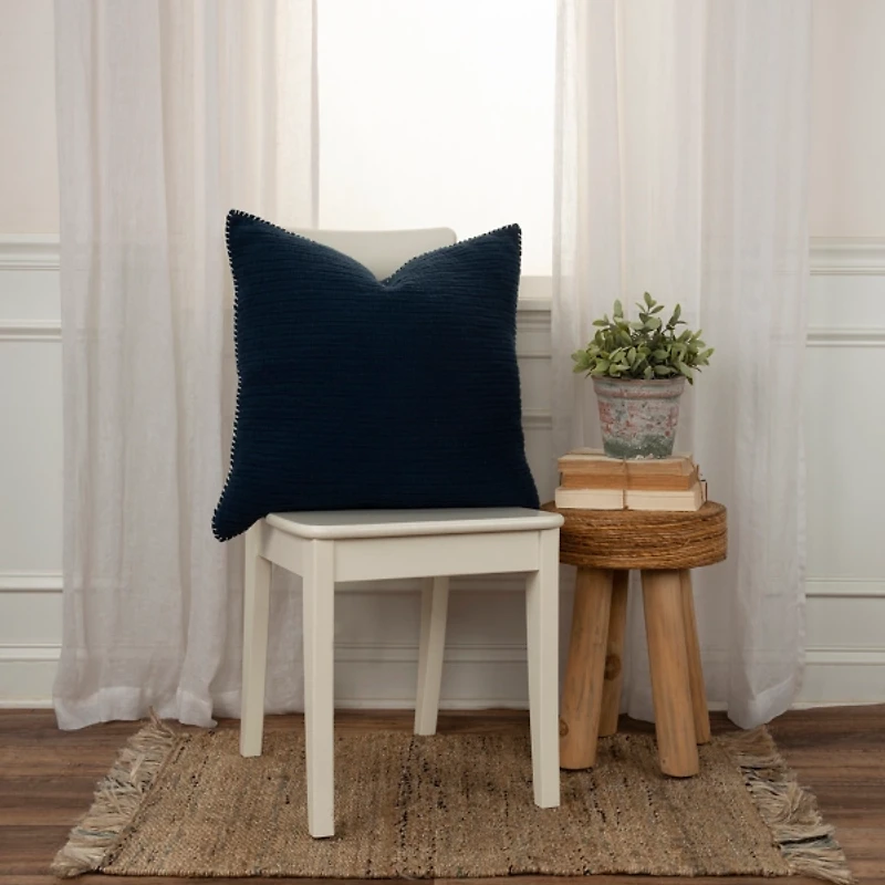 Navy Subtle Striped Oversized Pillow