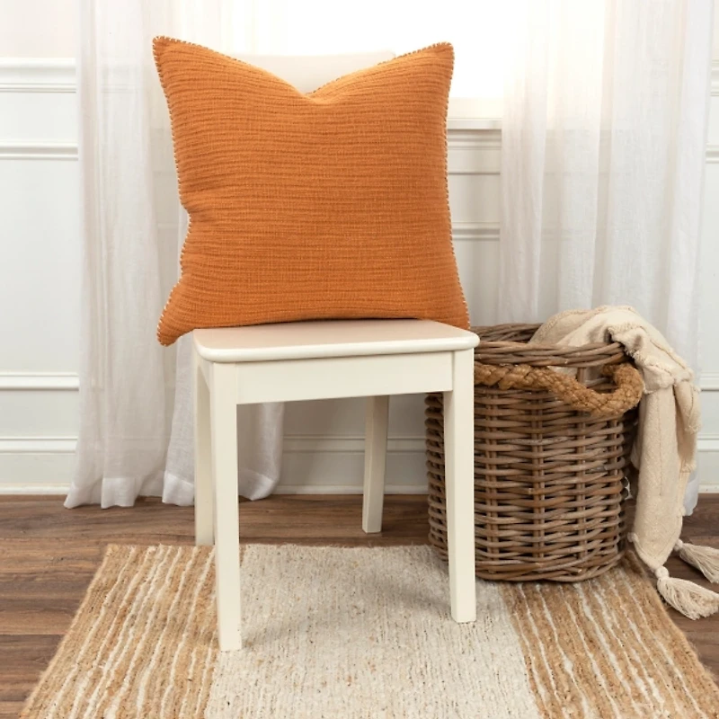Pumpkin Orange Subtle Striped Oversized Pillow