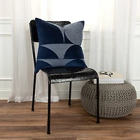 Velvet Navy Monochrome Shapes Throw Pillow