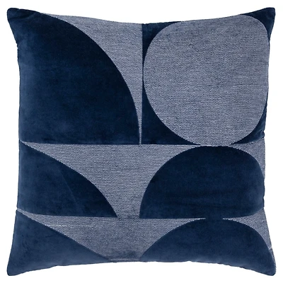 Velvet Navy Monochrome Shapes Throw Pillow