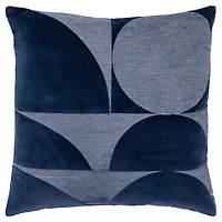 Velvet Navy Monochrome Shapes Throw Pillow