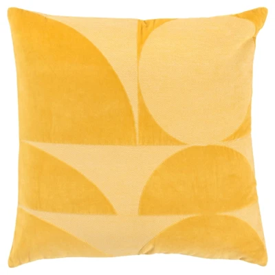 Velvet Yellow Monochrome Shapes Throw Pillow