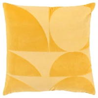 Velvet Yellow Monochrome Shapes Throw Pillow