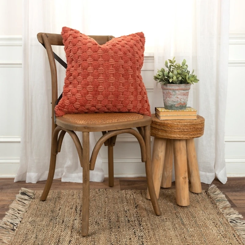 Terracotta Looped Cotton Throw Pillow