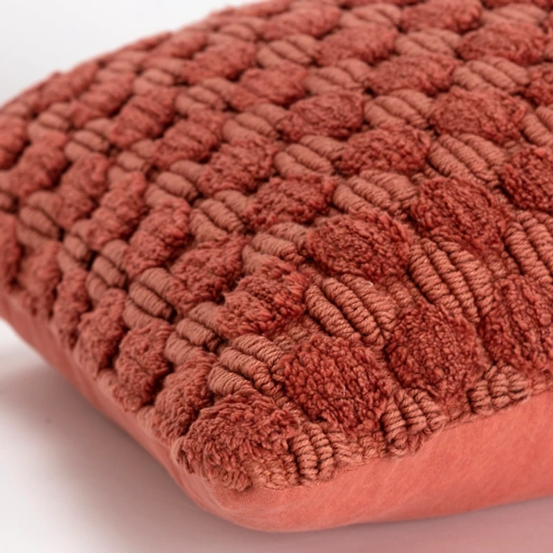 Terracotta Looped Cotton Throw Pillow