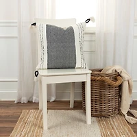and White Block Loop Throw Pillow