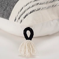 and White Block Loop Throw Pillow