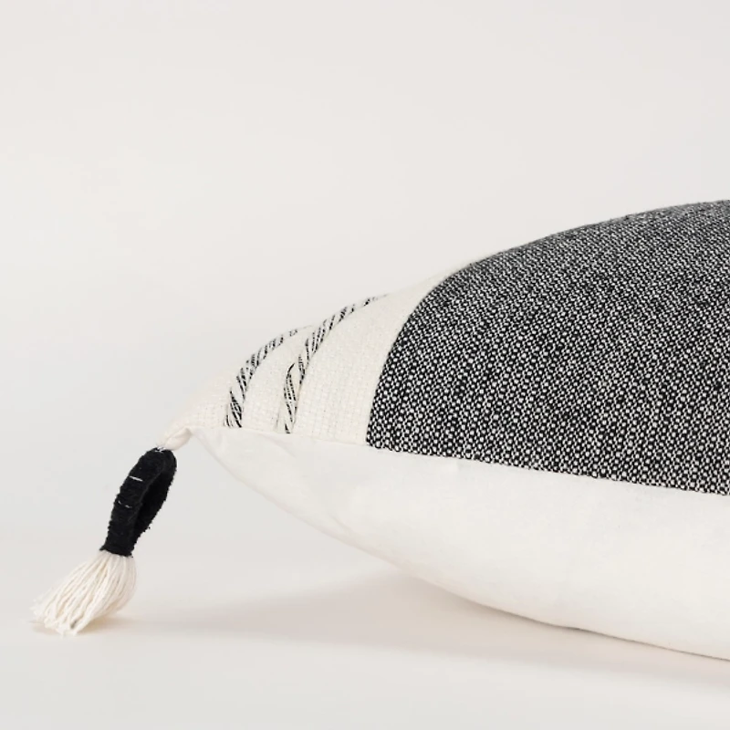 and White Block Loop Throw Pillow