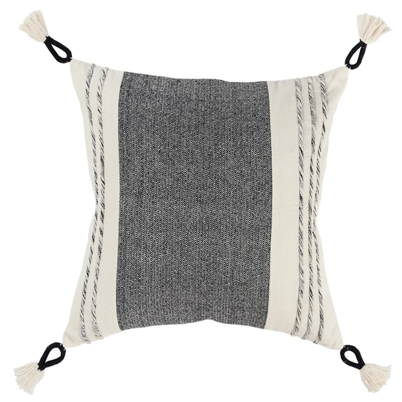 and White Block Loop Throw Pillow