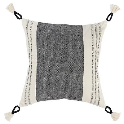 and White Block Loop Throw Pillow