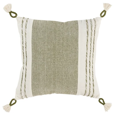 and White Block Loop Throw Pillow