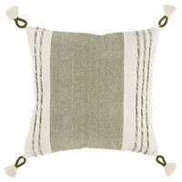 and White Block Loop Throw Pillow