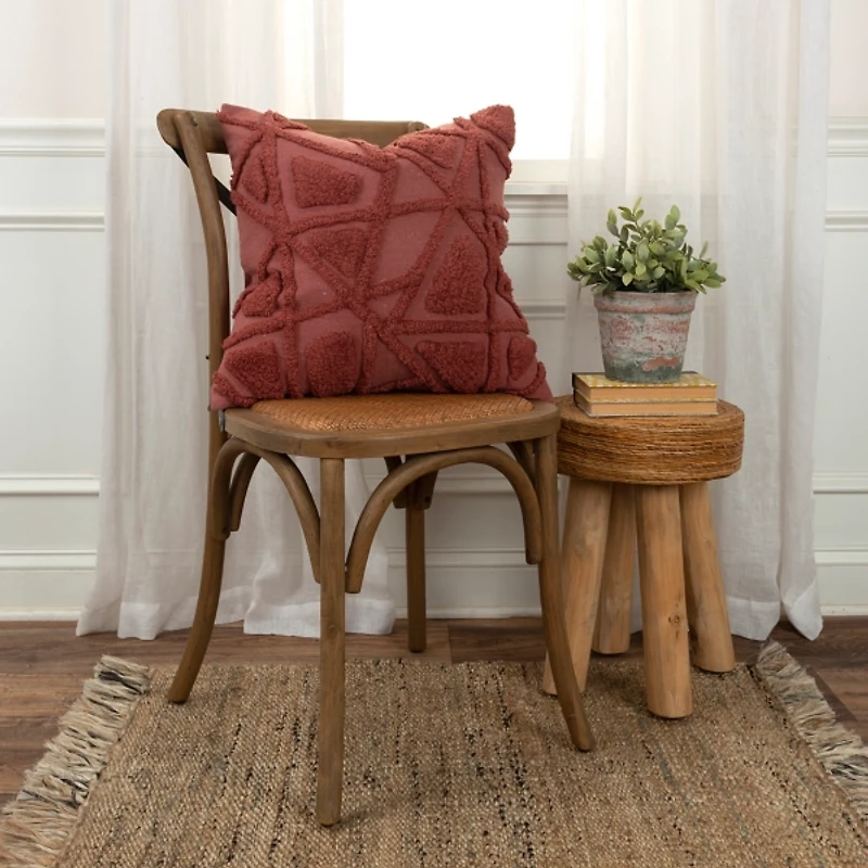 Wine Geo Tufted Throw Pillow