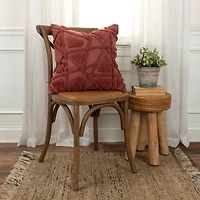 Wine Geo Tufted Throw Pillow