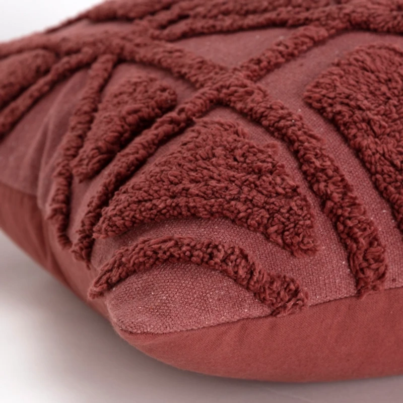 Wine Geo Tufted Throw Pillow