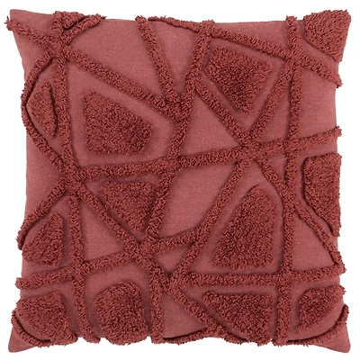 Wine Geo Tufted Throw Pillow