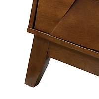 Brown Wood Geometric 4-Door Cabinet