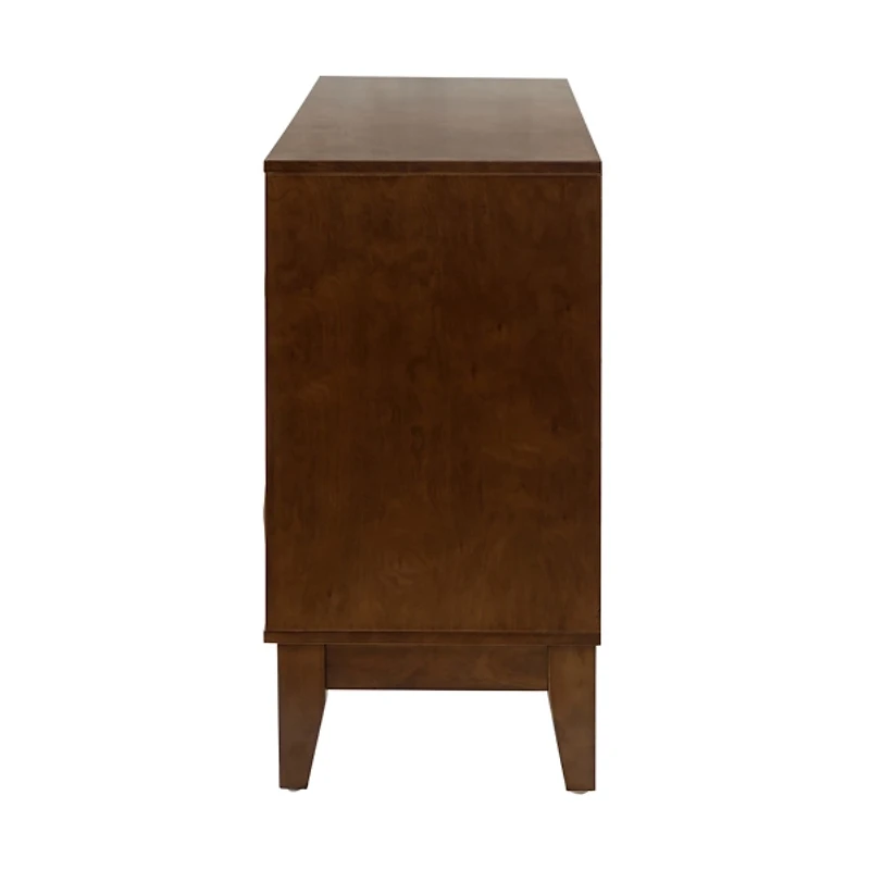 Brown Wood Geometric 4-Door Cabinet
