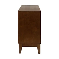 Brown Wood Geometric 4-Door Cabinet