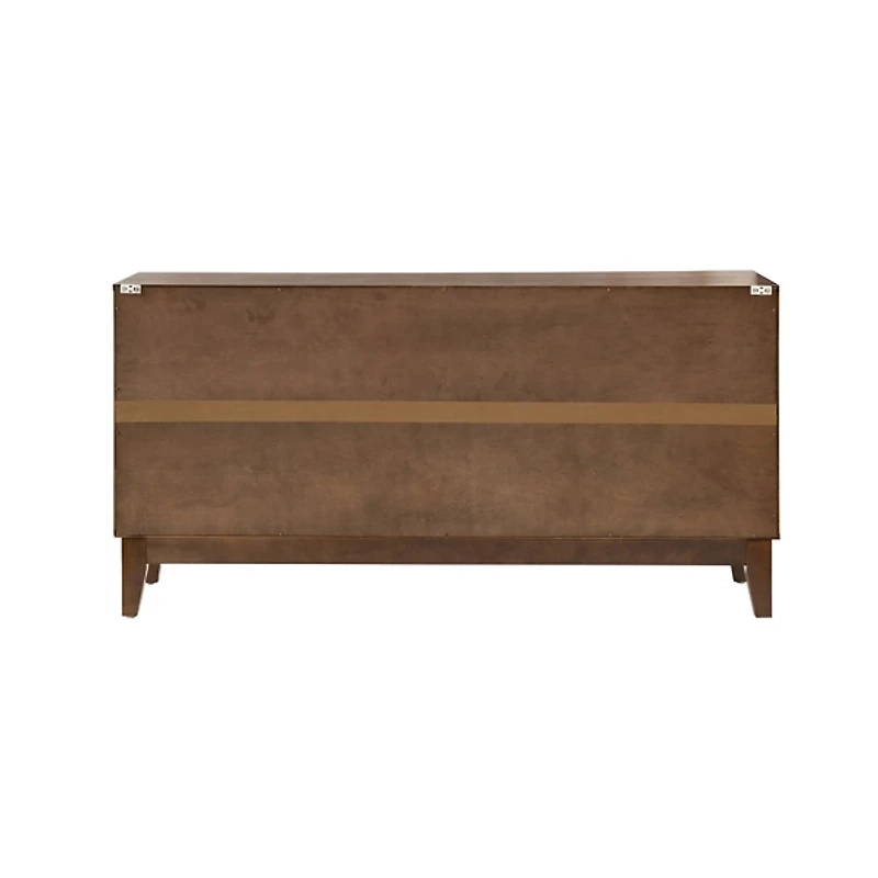 Brown Wood Geometric 4-Door Cabinet