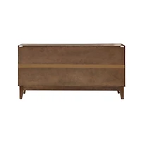 Brown Wood Geometric 4-Door Cabinet