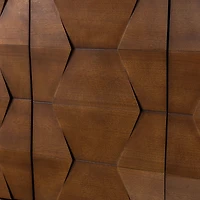 Brown Wood Geometric 4-Door Cabinet