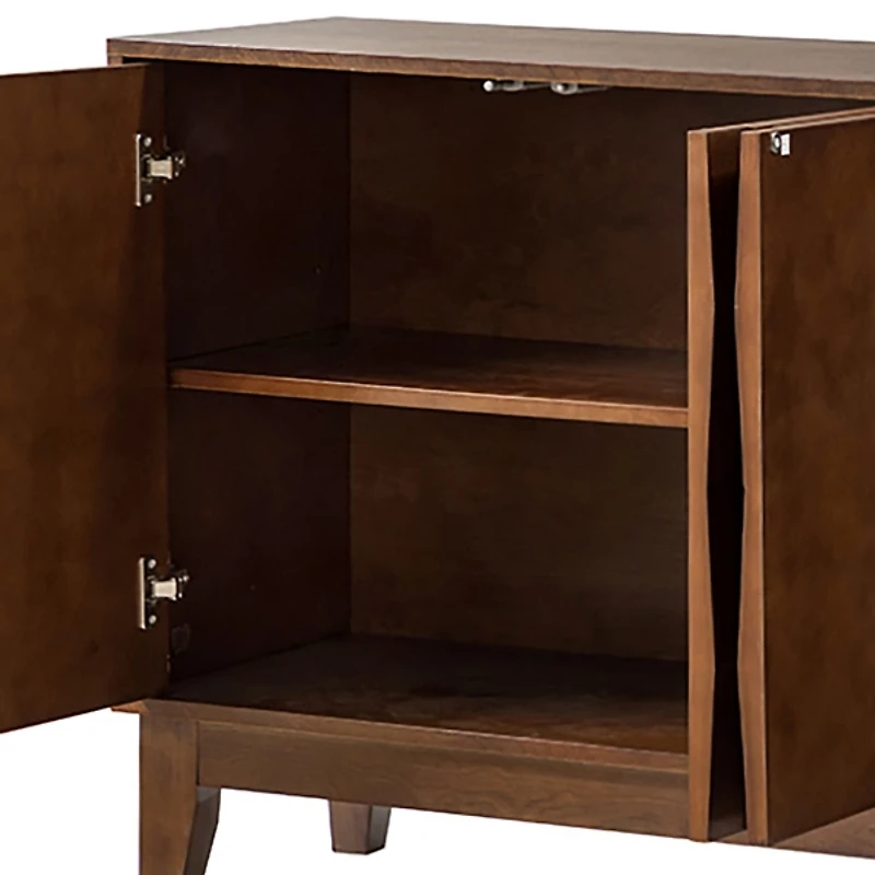 Brown Wood Geometric 4-Door Cabinet