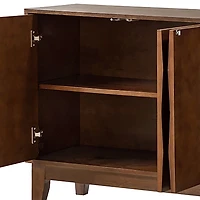Brown Wood Geometric 4-Door Cabinet