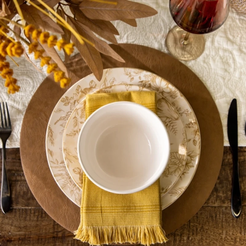 Tan Faux Leather Round Placemats, Set of 4
