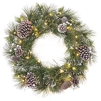 Pre-lit Frosted White Berry and Pinecone Wreath